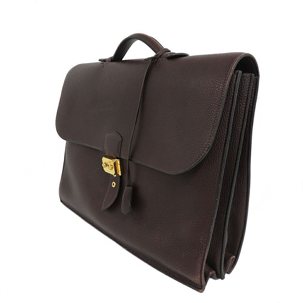 Hermes Sac A Depeches 41 Brown Togo Gold Document — view 2