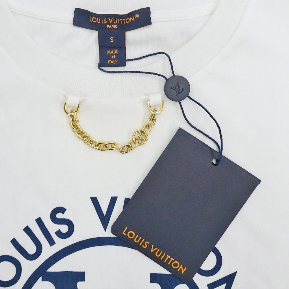 Louis Vuitton T-Shirt Flocked LV Cotton White Blue — view 7