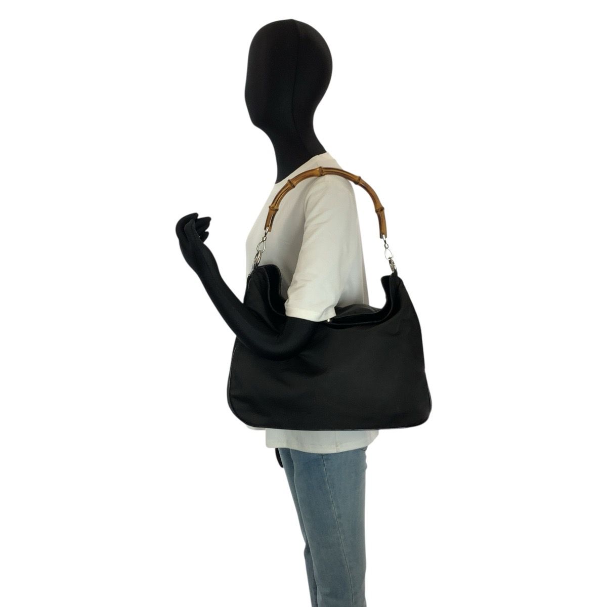 Gucci Bamboo Black Silver Nylon 001 5 2-Way Shoulder Bag — view 6