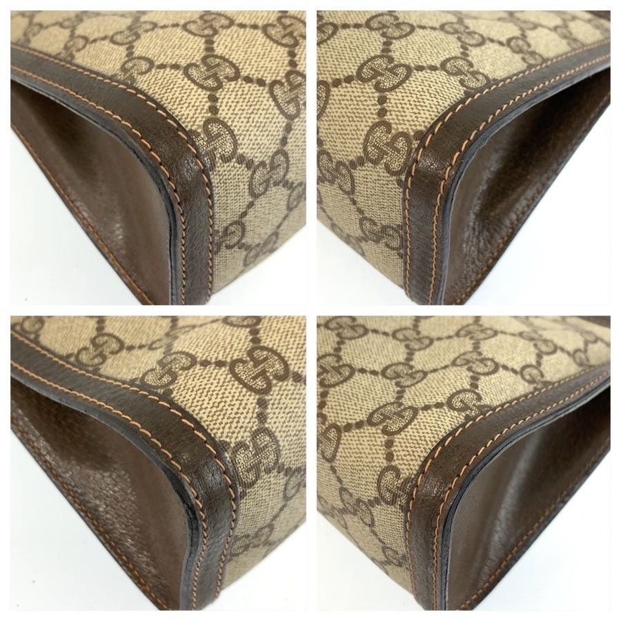 Gucci Vintage Sherry Line Beige GG Supreme Canvas Clutch Bag — view 4