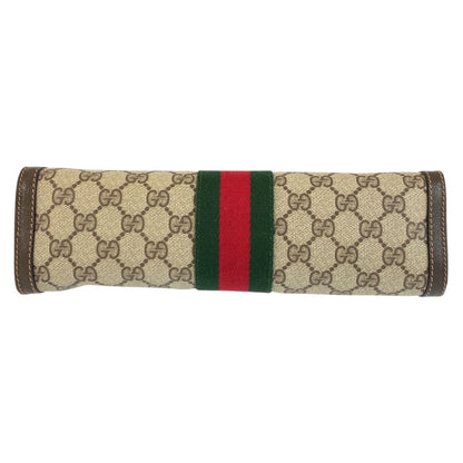 Gucci Vintage Sherry Line Beige GG Supreme Canvas Clutch Bag — view 8