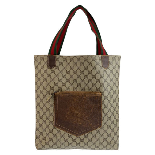 Gucci Sherry Line Beige Brown GG Supreme Canvas Tote Bag