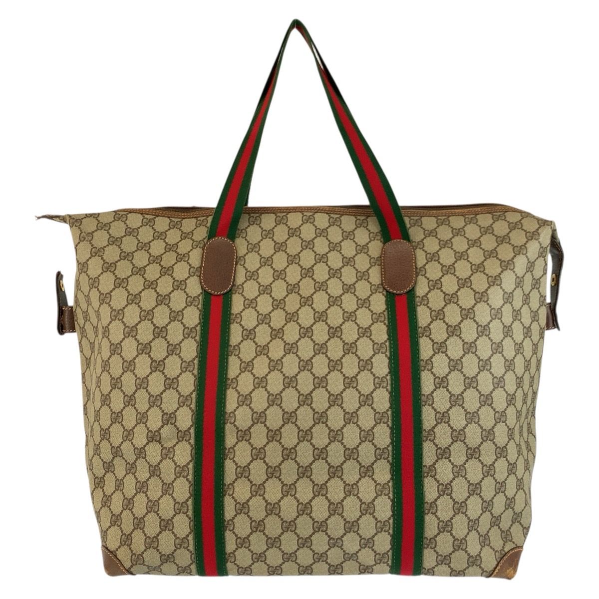 Gucci Sherry Line Beige Brown GG Supreme Canvas 002 39 Tote Boston Bag — view 2