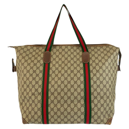 Gucci Sherry Line Beige Brown GG Supreme Canvas 002 39 Tote Boston Bag — view 2