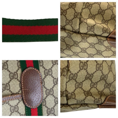 Gucci Sherry Line Beige Brown GG Supreme Canvas 002 39 Tote Boston Bag — view 6