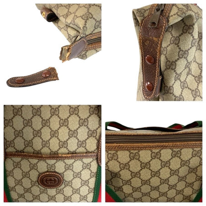 Gucci Sherry Line Beige Brown GG Supreme Canvas 002 39 Tote Boston Bag — view 5