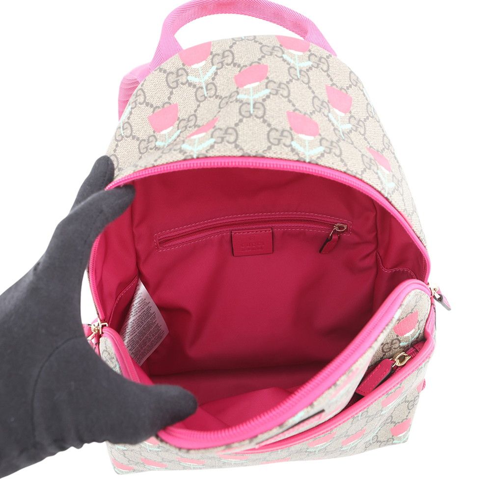 Gucci Backpack GG Supreme Flower Print Children Kids Kim Seungyoung — view 5