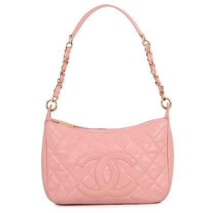 Chanel Chain Shoulder Bag Quilted CC Logo Caviar Leather
