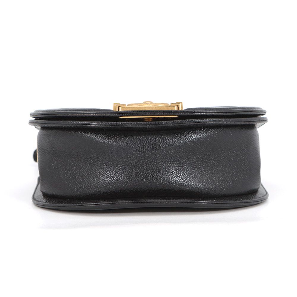 Chanel Chain Shoulder Bag Quilted CC Logo Boy Small Caviar Leather 2-Way Black — view 3