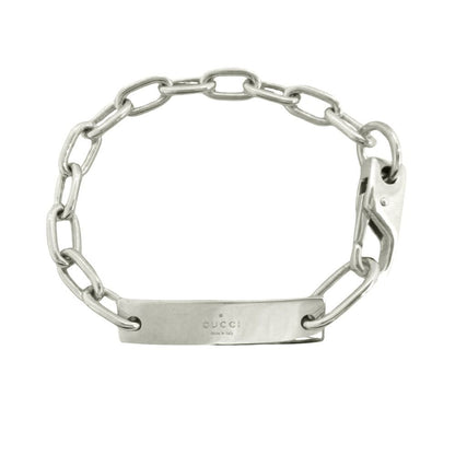 Gucci ID Bracelet Logo Plate Oval Chain Silver