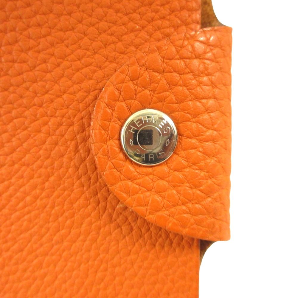 Hermes PM Note Cover Notebook Togo Leather Sellier Buttons Orange Agenda — view 3