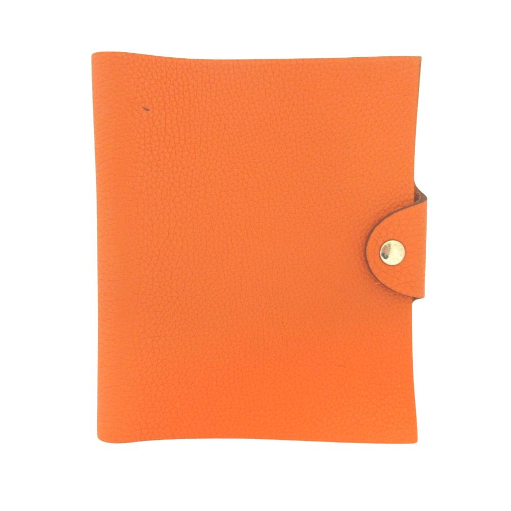 Hermes PM Note Cover Notebook Togo Leather Sellier Buttons Orange Agenda