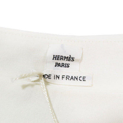 Hermes Asymmetrical Deformed Sleeveless Dress Long Stretch Wool 36 White — view 8