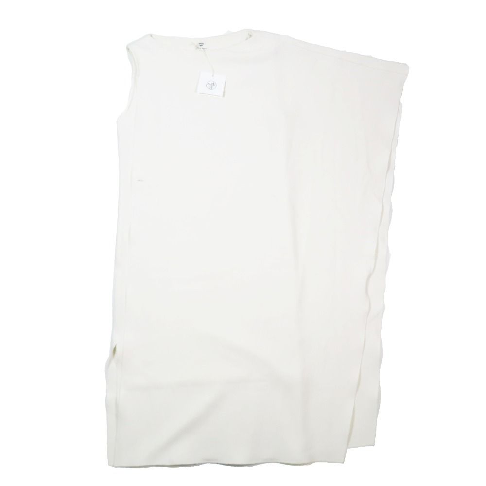 Hermes Asymmetrical Deformed Sleeveless Dress Long Stretch Wool 36 White — view 4