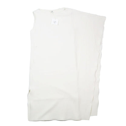 Hermes Asymmetrical Deformed Sleeveless Dress Long Stretch Wool 36 White — view 4