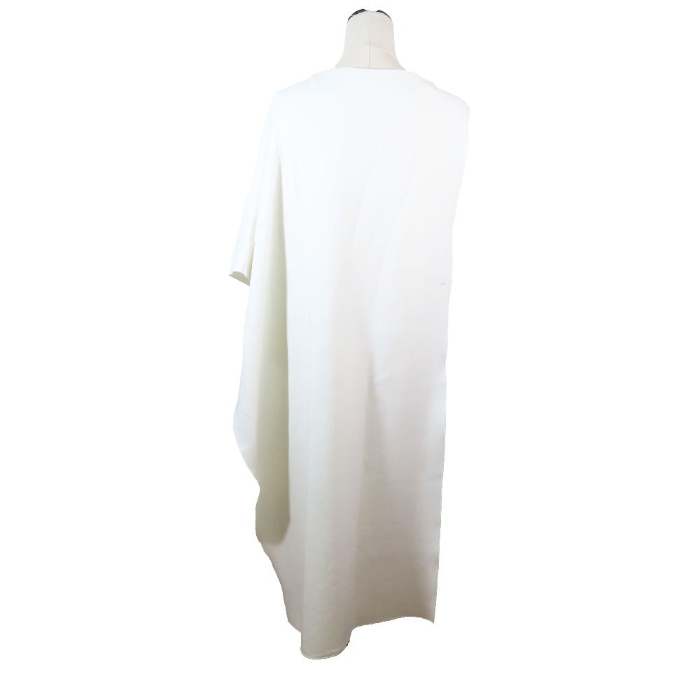 Hermes Asymmetrical Deformed Sleeveless Dress Long Stretch Wool 36 White — view 2
