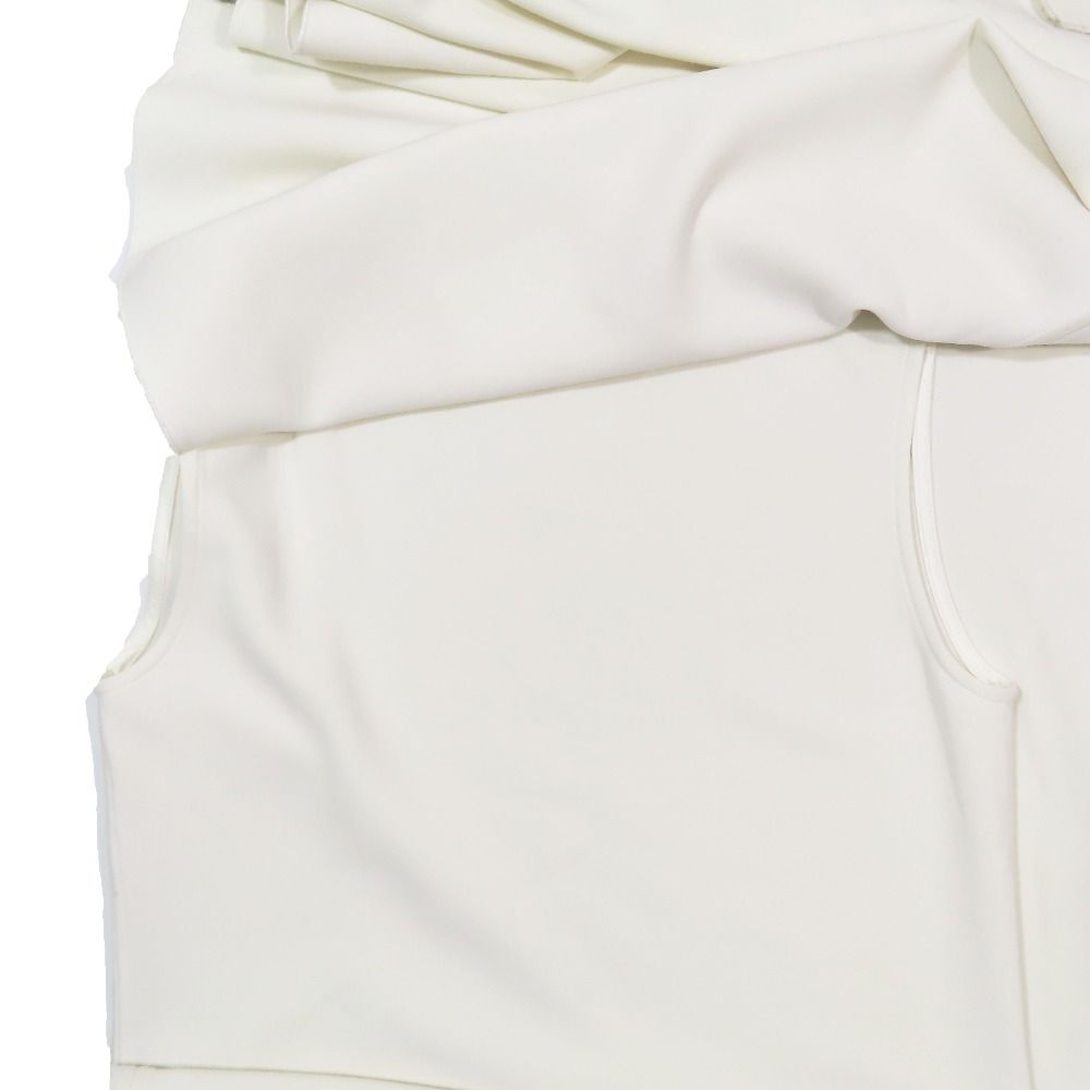 Hermes Asymmetrical Deformed Sleeveless Dress Long Stretch Wool 36 White — view 5