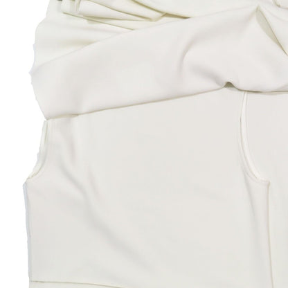 Hermes Asymmetrical Deformed Sleeveless Dress Long Stretch Wool 36 White — view 5