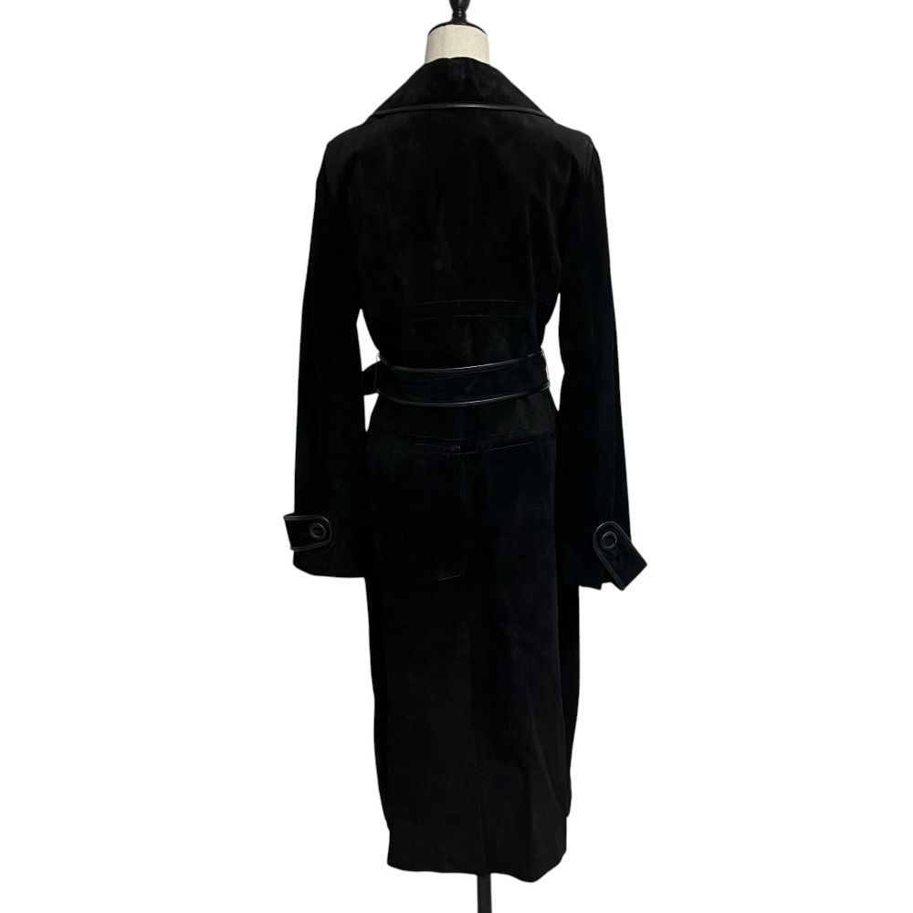 Max Mara Nuba Leather Belted Coat 42 Black — view 3