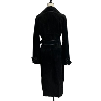 Max Mara Nuba Leather Belted Coat 42 Black — view 3
