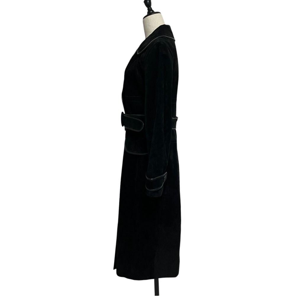 Max Mara Nuba Leather Belted Coat 42 Black — view 2