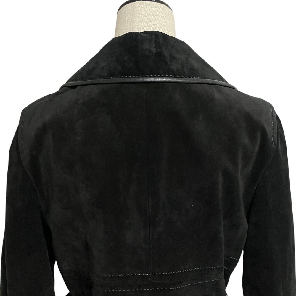 Max Mara Nuba Leather Belted Coat 42 Black — view 4