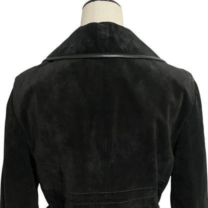 Max Mara Nuba Leather Belted Coat 42 Black — view 4
