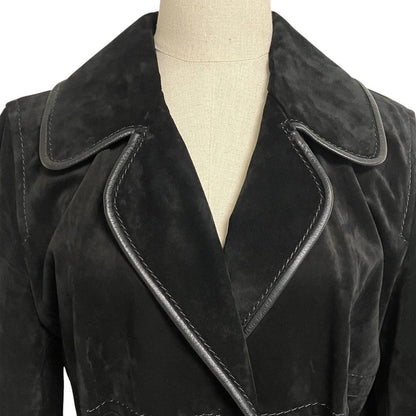 Max Mara Nuba Leather Belted Coat 42 Black — view 5