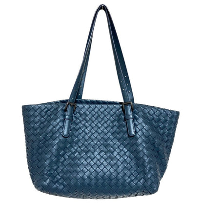Bottega Veneta Mini Chester Intrecciato Leather Tote Bag Navy