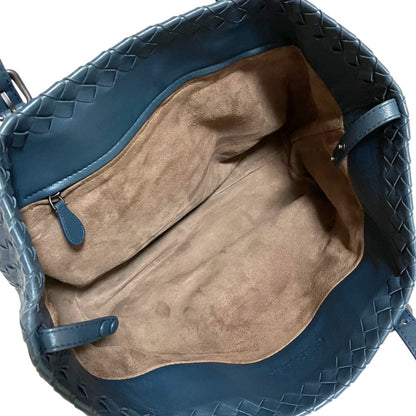 Bottega Veneta Mini Chester Intrecciato Leather Tote Bag Navy — view 8