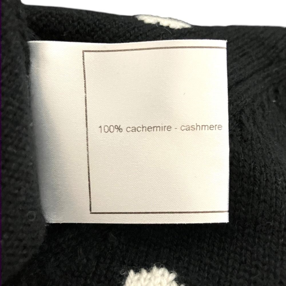 Chanel 08A Dot Pattern Jacquard 3/4 Sleeve Cashmere Knit Cardigan 34 Black White — view 6