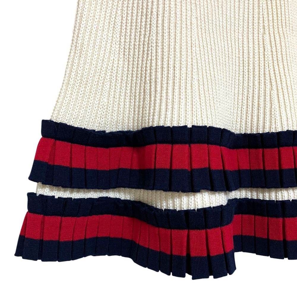 Gucci Above Knee Length Web Line Ruffles Knit Skirt XS Off White — view 3