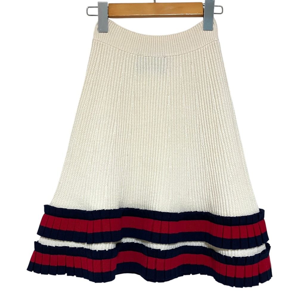 Gucci Above Knee Length Web Line Ruffles Knit Skirt XS Off White — view 2