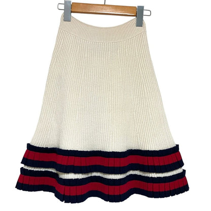 Gucci Above Knee Length Web Line Ruffles Knit Skirt XS Off White