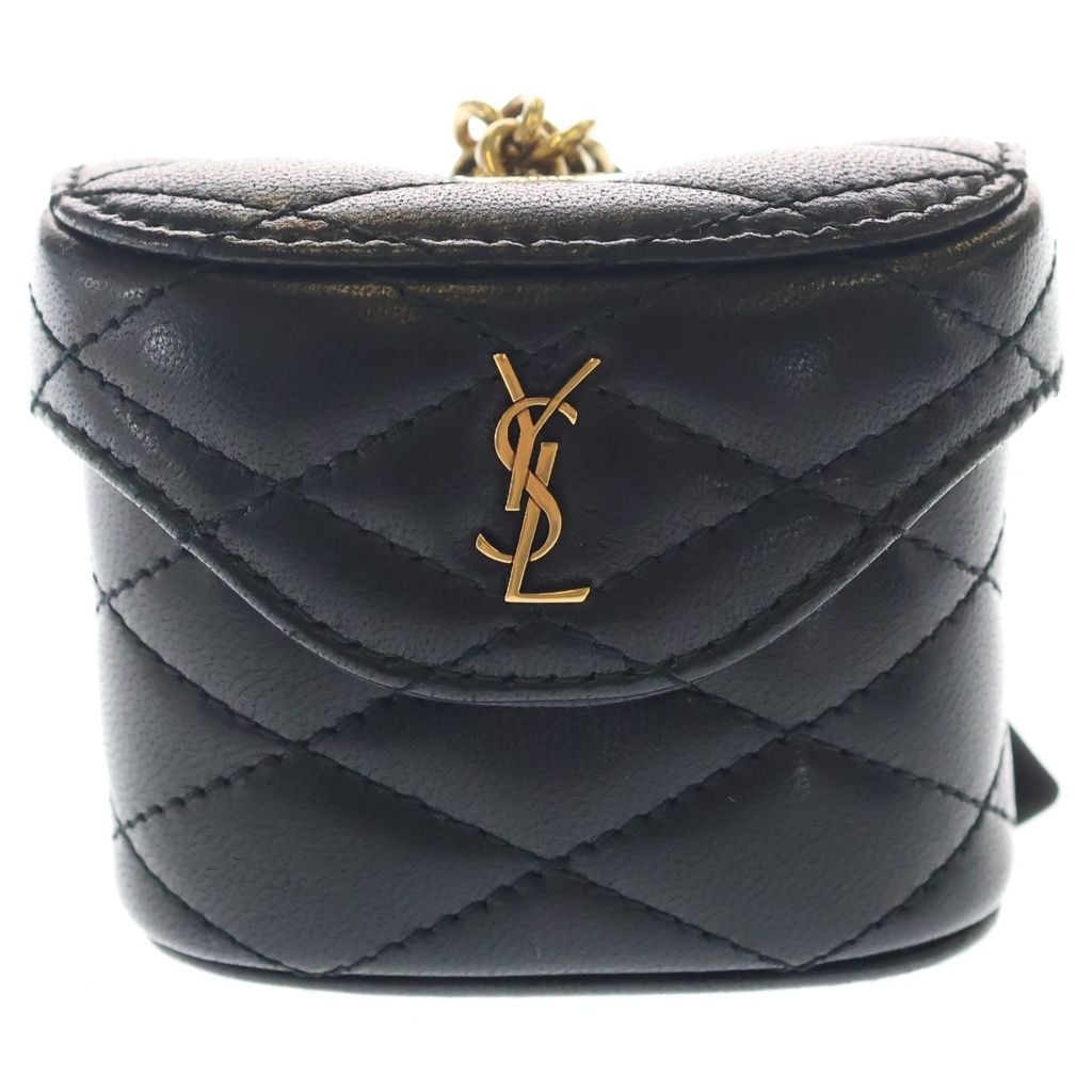 Saint Laurent Paris June Lambskin Mini Handbag Pouch Black