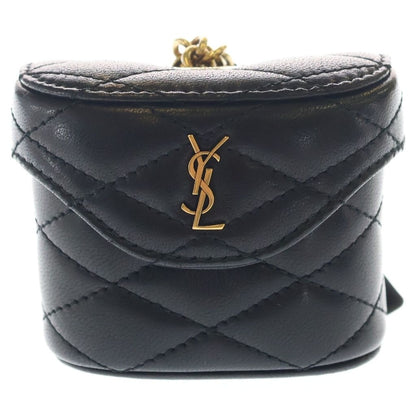 Saint Laurent Paris June Lambskin Mini Handbag Pouch Black