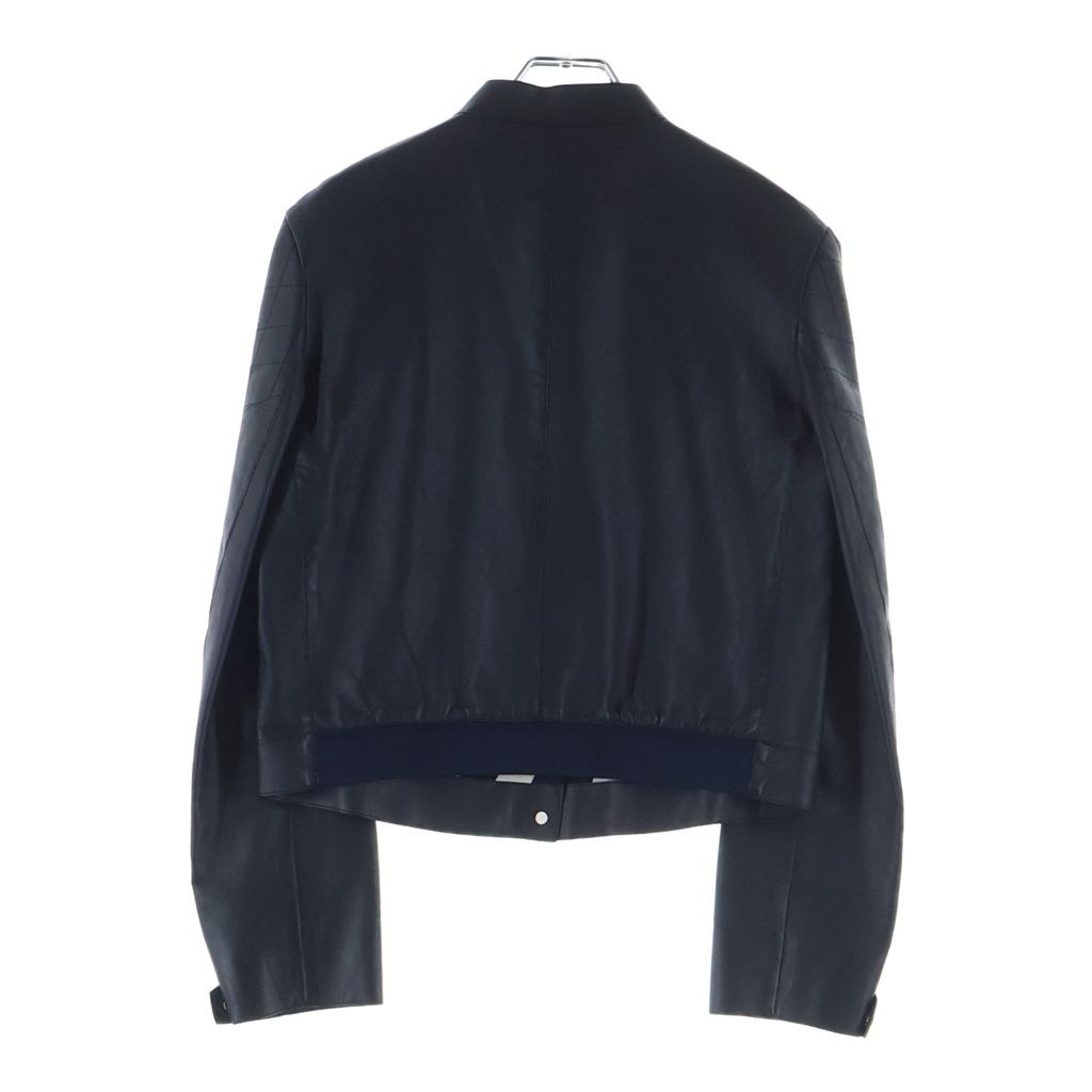 Hermes Sellier Button Optical Lambskin Single Rider's Jacket Navy — view 2