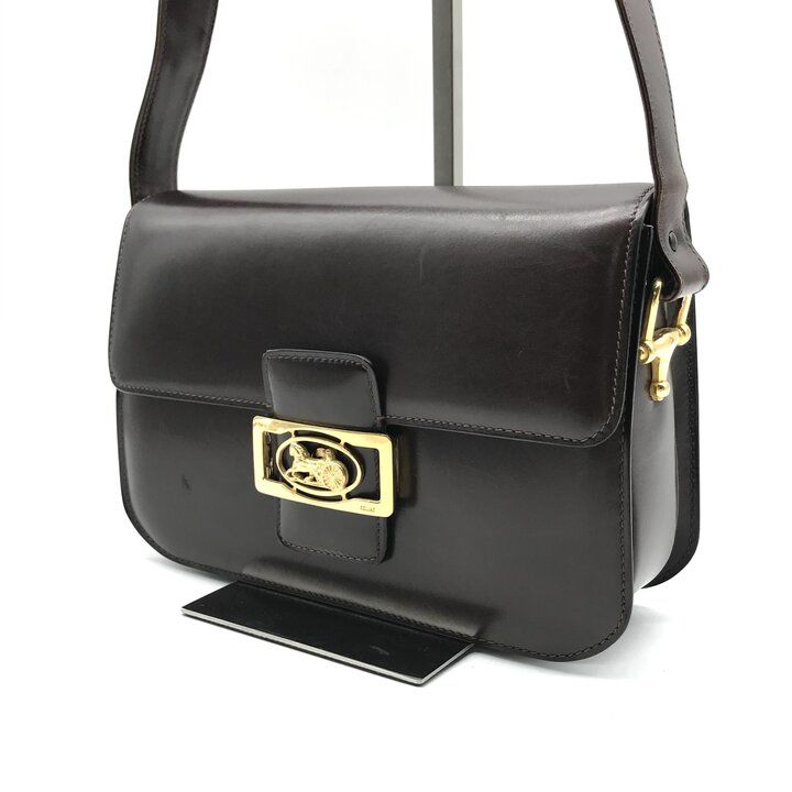 Celine Leather Carriage Vintage Shoulder Bag Brown — view 2