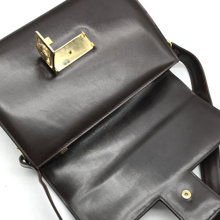 Celine Leather Carriage Vintage Shoulder Bag Brown — view 8