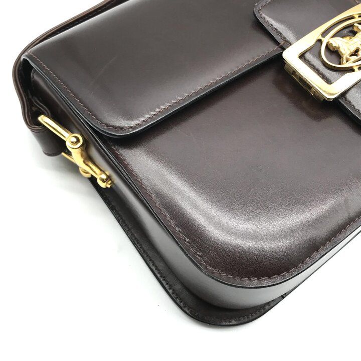 Celine Leather Carriage Vintage Shoulder Bag Brown — view 5