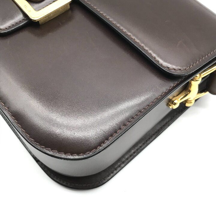 Celine Leather Carriage Vintage Shoulder Bag Brown — view 6
