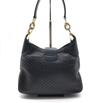 Celine Macadam Triomphe Turnlock Leather Shoulder Bag Navy — view 3