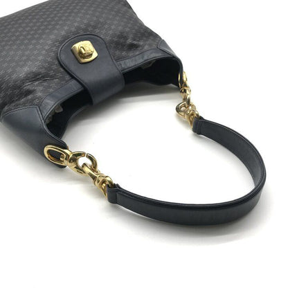 Celine Macadam Triomphe Turnlock Leather Shoulder Bag Navy — view 7