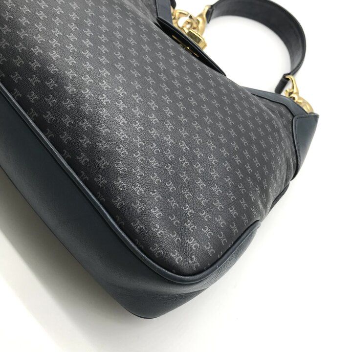 Celine Macadam Triomphe Turnlock Leather Shoulder Bag Navy — view 5