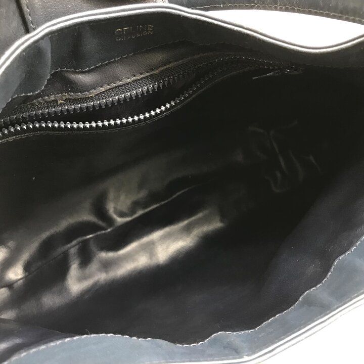 Celine Macadam Triomphe Turnlock Leather Shoulder Bag Navy — view 8