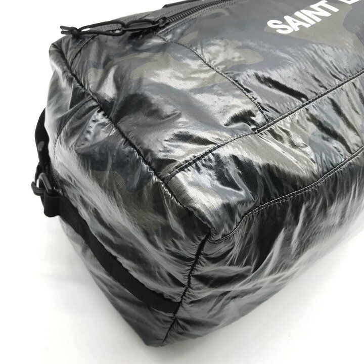 Saint Laurent YSL Paris 2-Way Nylon Duffle Shoulder Boston Bag Camouflage Khaki — view 5