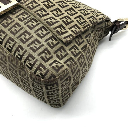 Fendi Zucchino Canvas Leather Shoulder Bag Brown — view 6