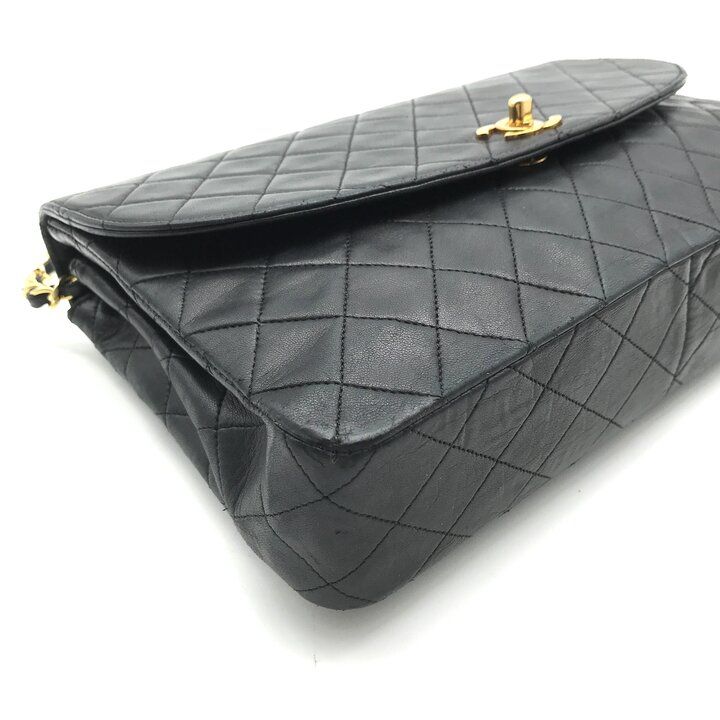 Chanel CC Logo Quilted Leather Turnlock Chain Shoulder Bag Black — view 5