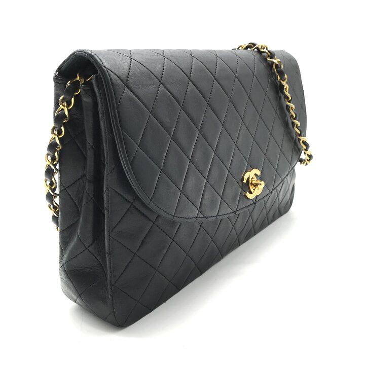 Chanel CC Logo Quilted Leather Turnlock Chain Shoulder Bag Black — view 2