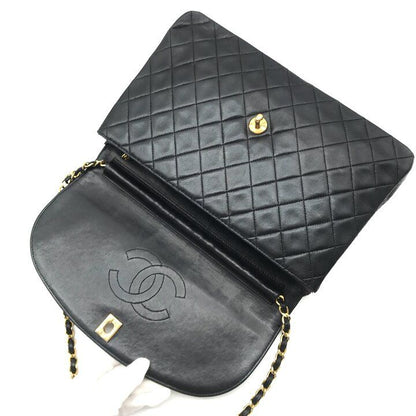 Chanel CC Logo Quilted Leather Turnlock Chain Shoulder Bag Black — view 8
